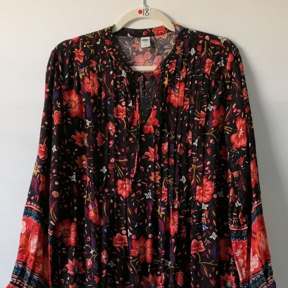 Old Navy Womens Multicolor Long Sleeve Henley Neck Floral Tunic Top Size M - Picture 2 of 6